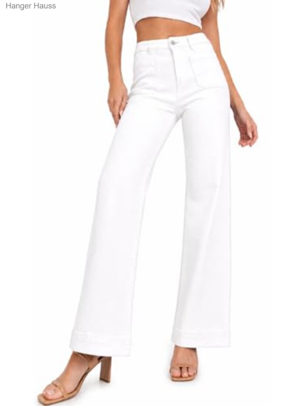 High Waisted Stretch Wide Leg Jeans Casual Comfort Fit Denim